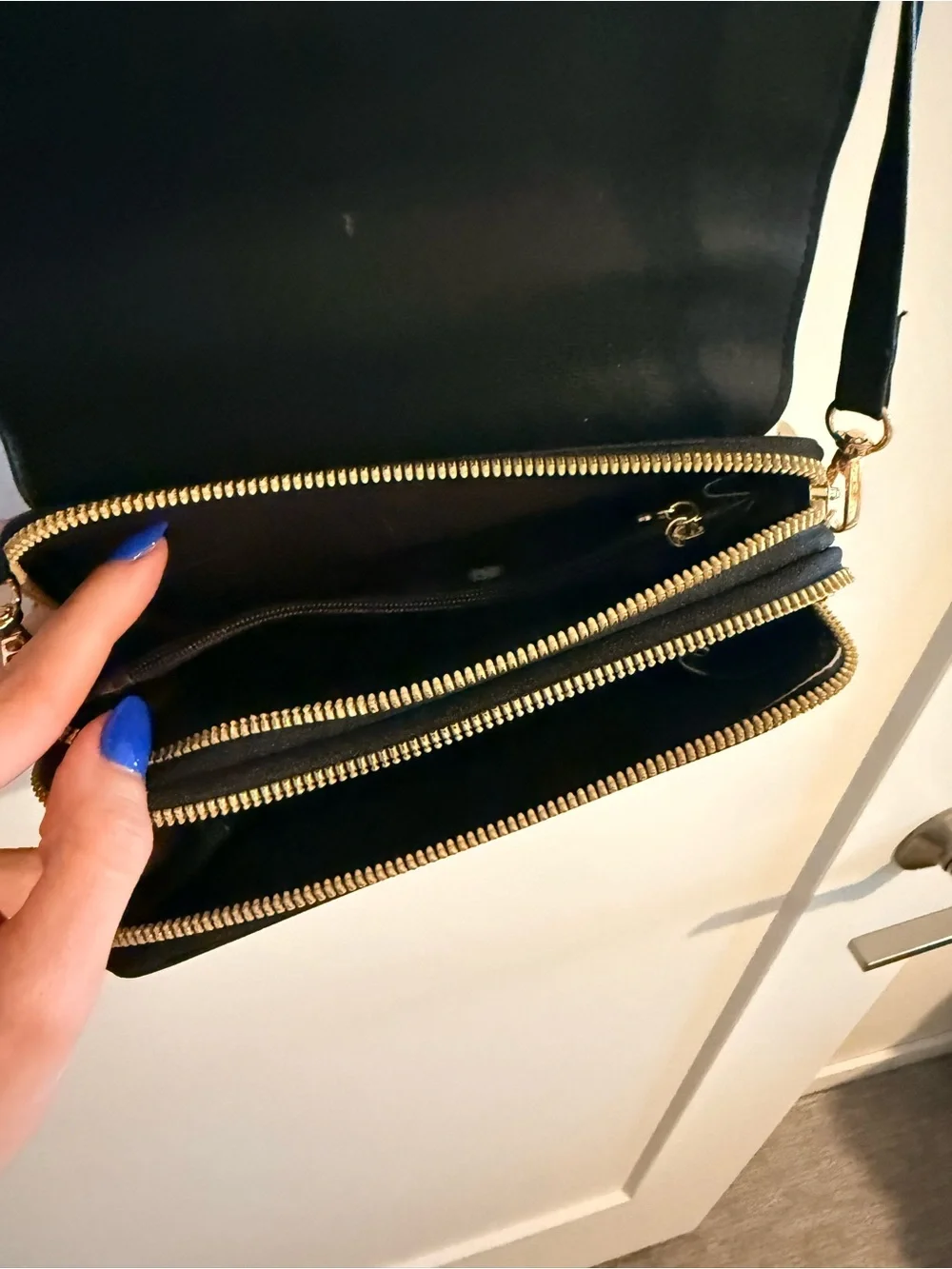 Forever Young Black Crossbody Purse with Gold Accent